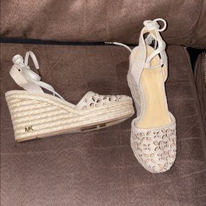 Michael Kors wedge beige sandles size 6